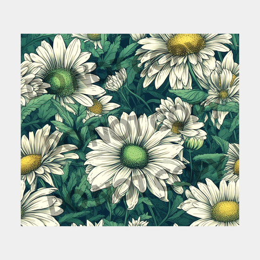 Green Daisies Sublimation Tumbler Transfer