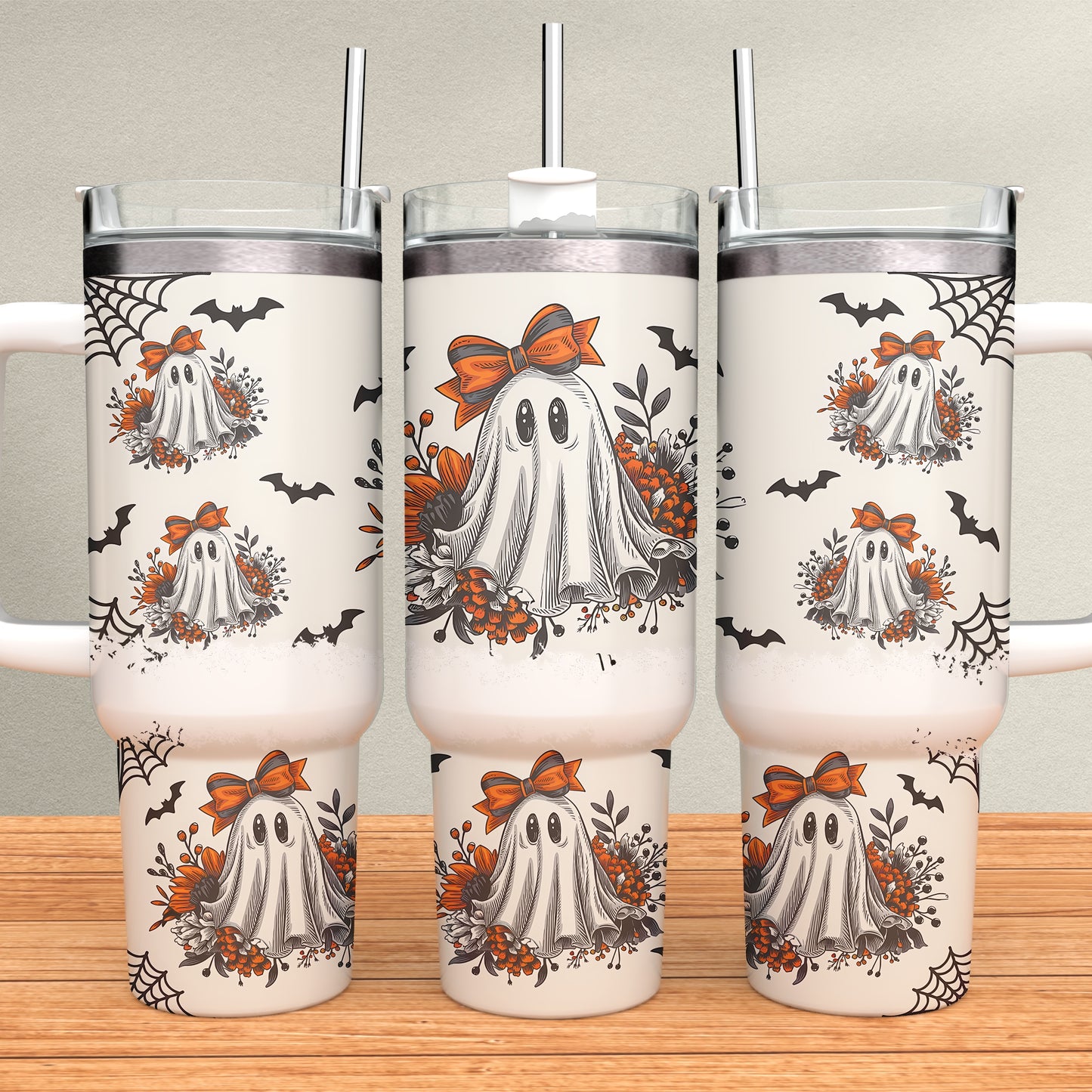 Halloween Fall Ghost 40oz Tumbler Sublimation Transfer ONLY