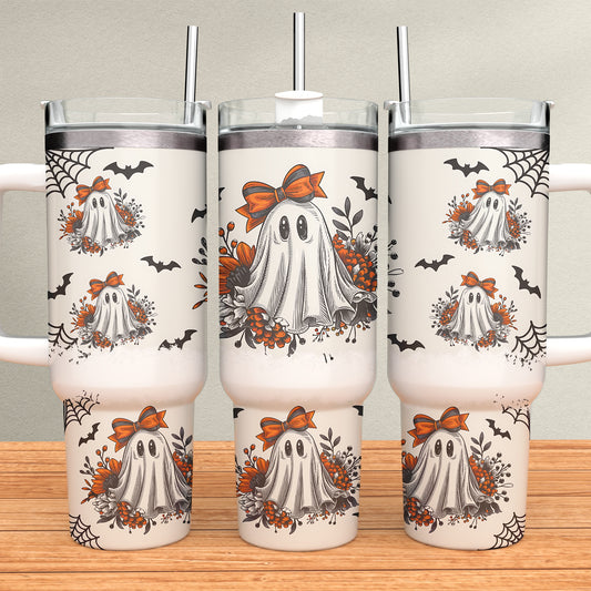 Halloween Fall Ghost 40oz Tumbler Sublimation Transfer ONLY