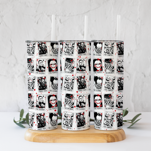 Horror Characters Tarot Cards Tumbler