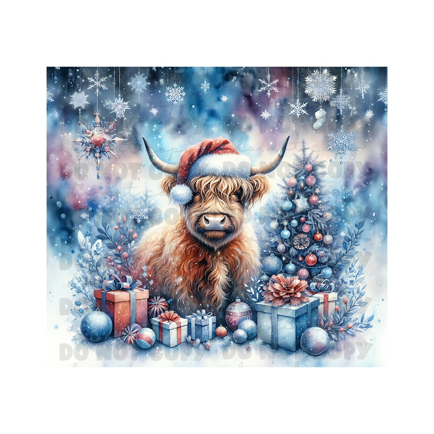 Christmas Highland Cow Sublimation Tumbler Transfer 2