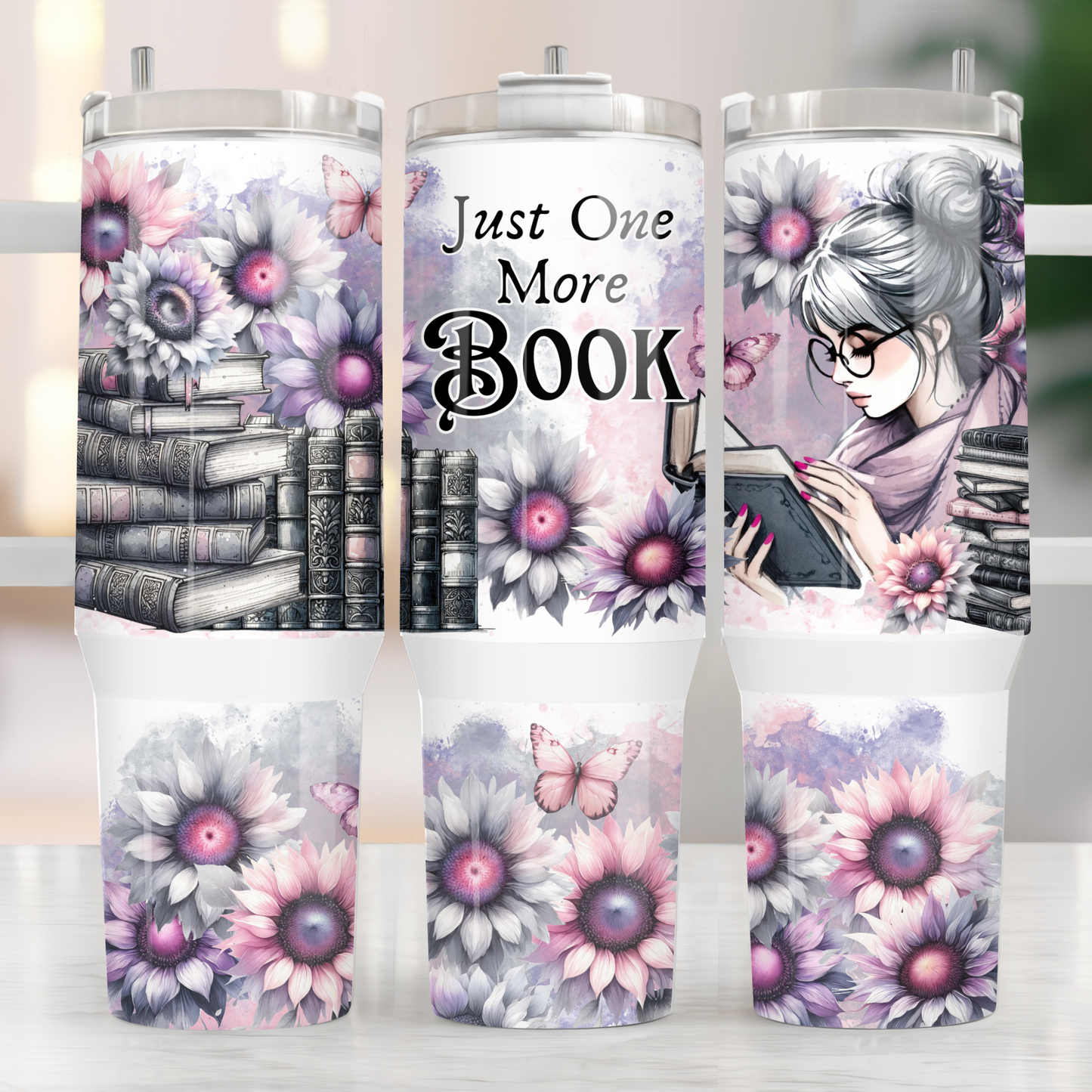 Just One More Book 40oz Tumbler Sublimation Transfer ONLY