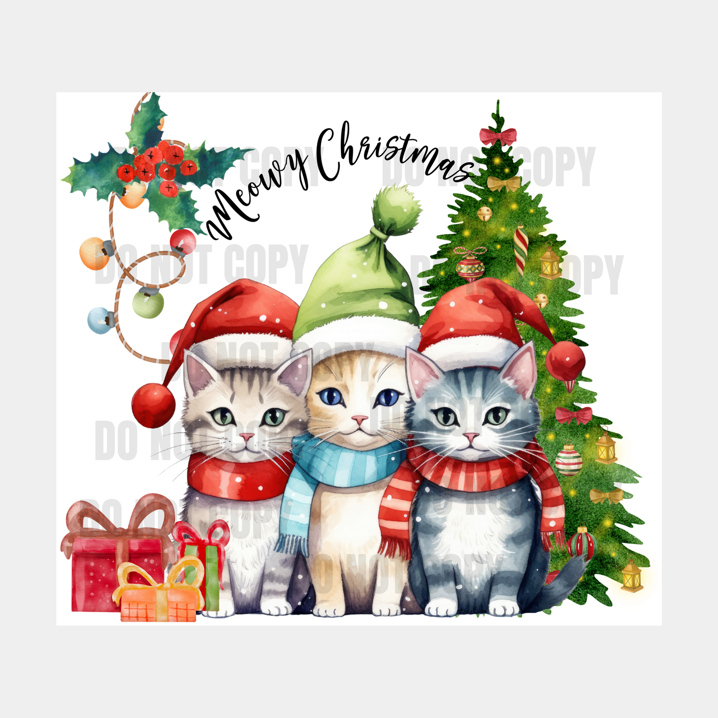 Meowy Christmas Sublimation Tumbler Transfer