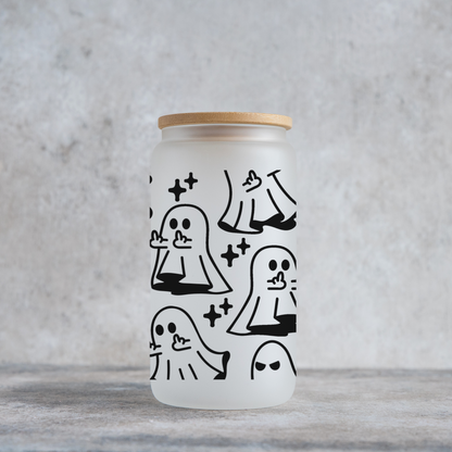 Middle Finger Ghost Glass Cup