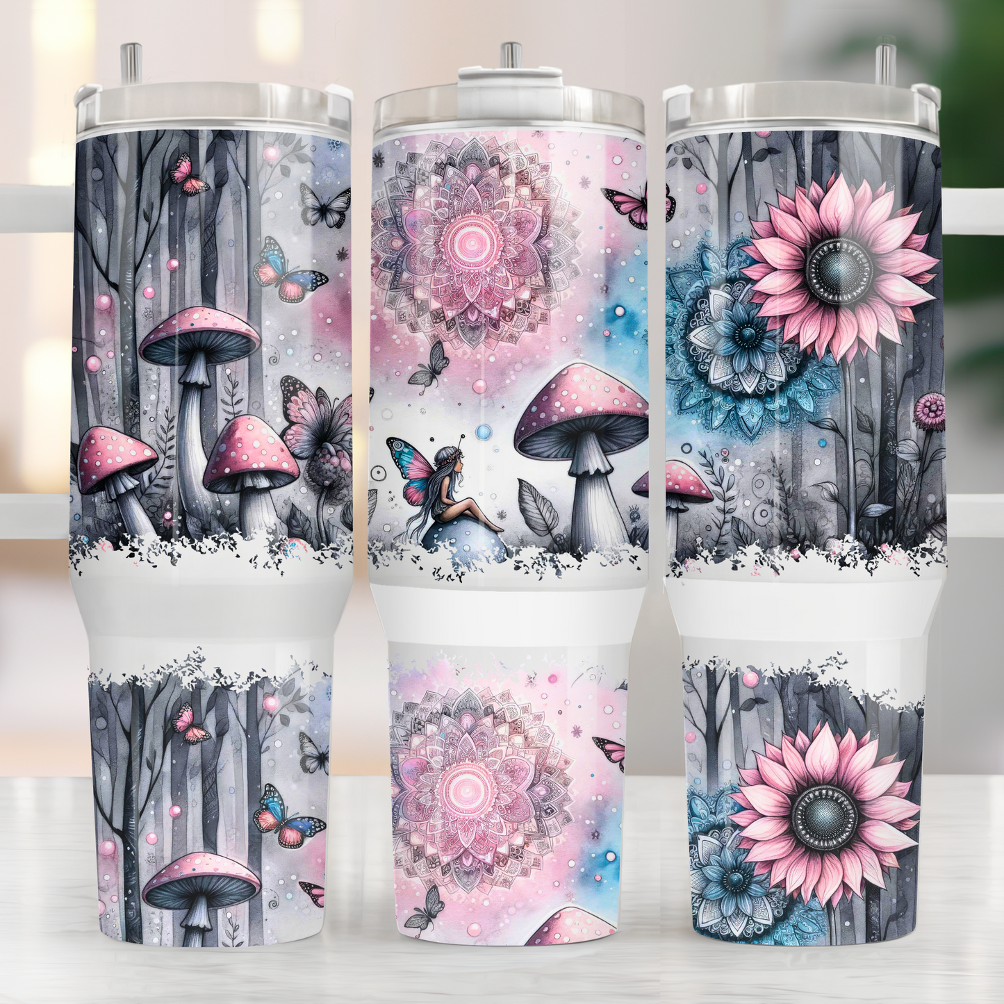 Mushrooms Mandala 40oz Tumbler Sublimation Transfer ONLY