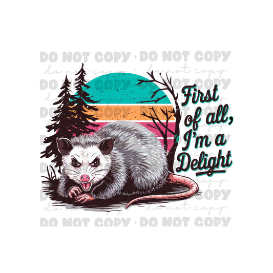 Opossum Delight Tumbler Sublimation Transfer