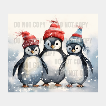 Christmas Penguins Sublimation Tumbler Transfer