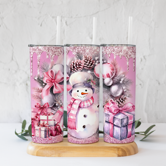 Pink Snowman Tumbler