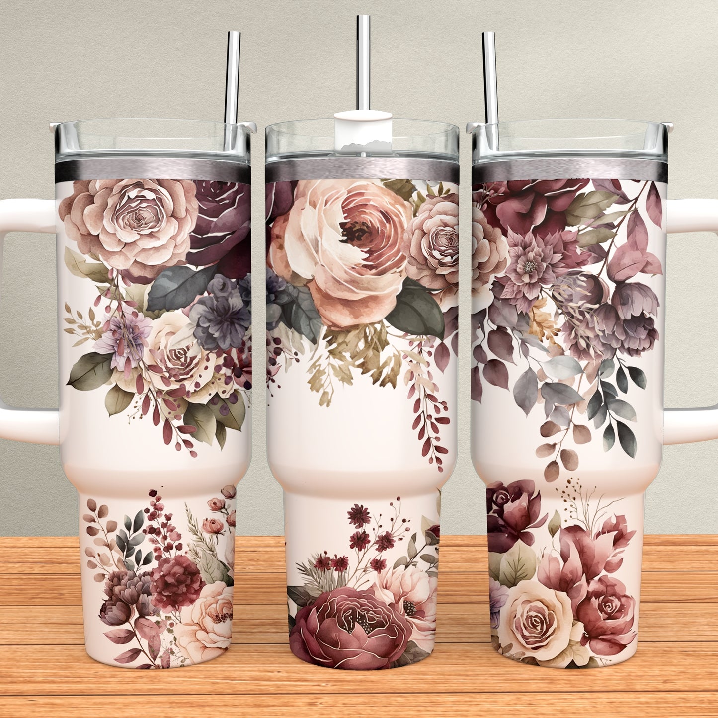 Rose 40oz Tumbler Sublimation Transfer ONLY