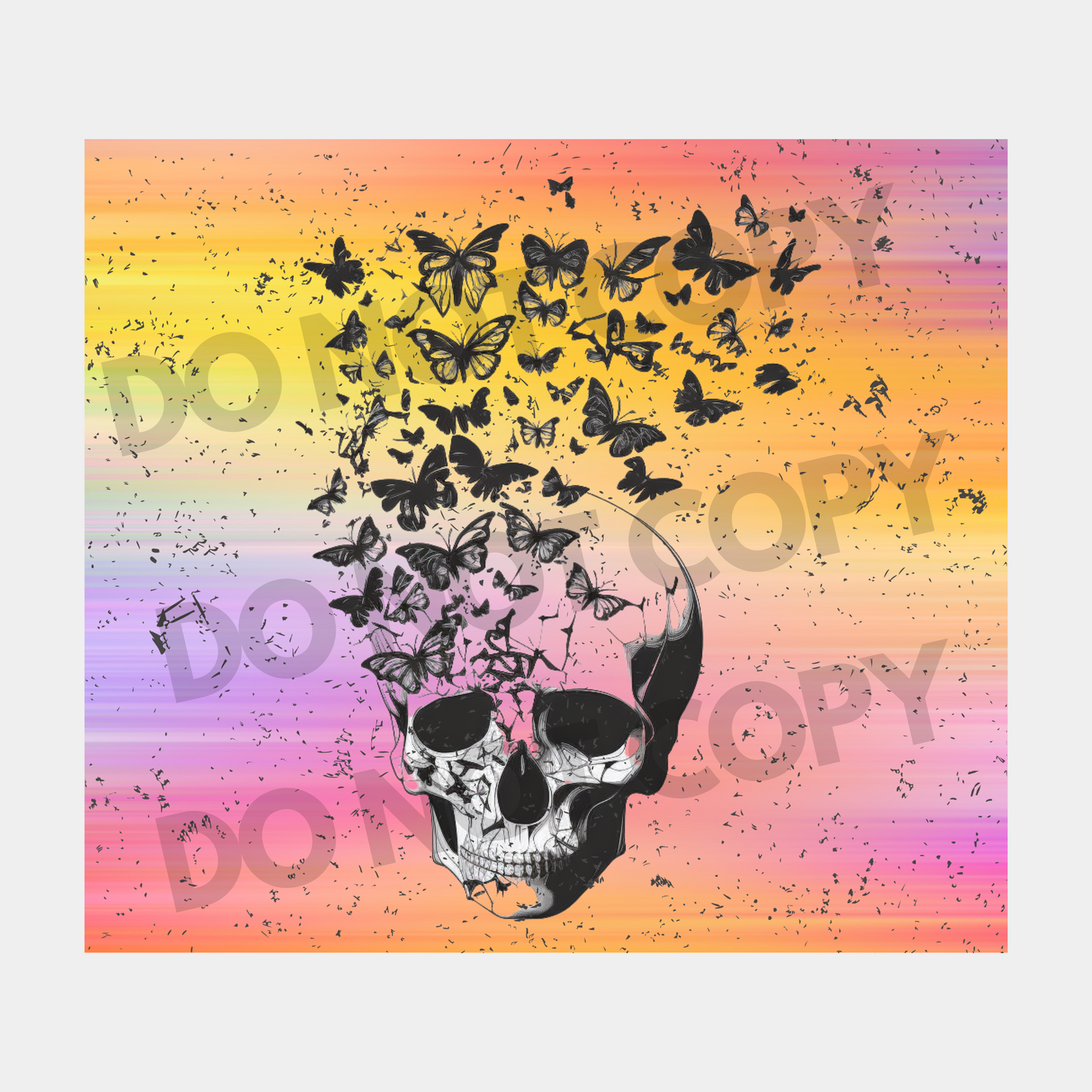 Butterflies Skull Sublimation Tumbler Transfer