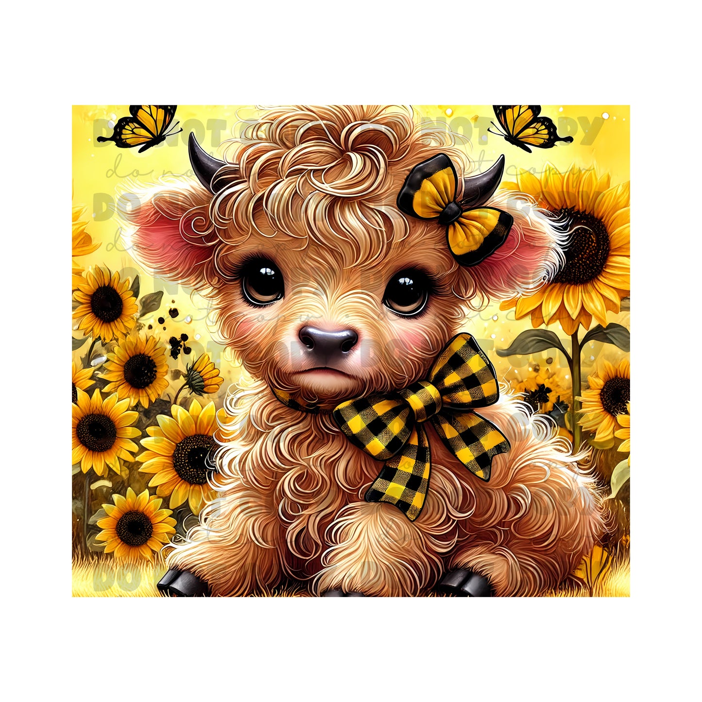 Sunflowers Highland Cow Tumbler Sublimation Transfer