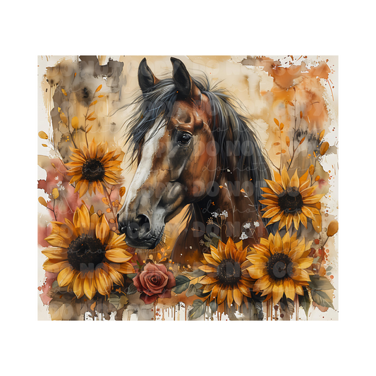 Sunflower Horse Sublimation Tumbler Transfer