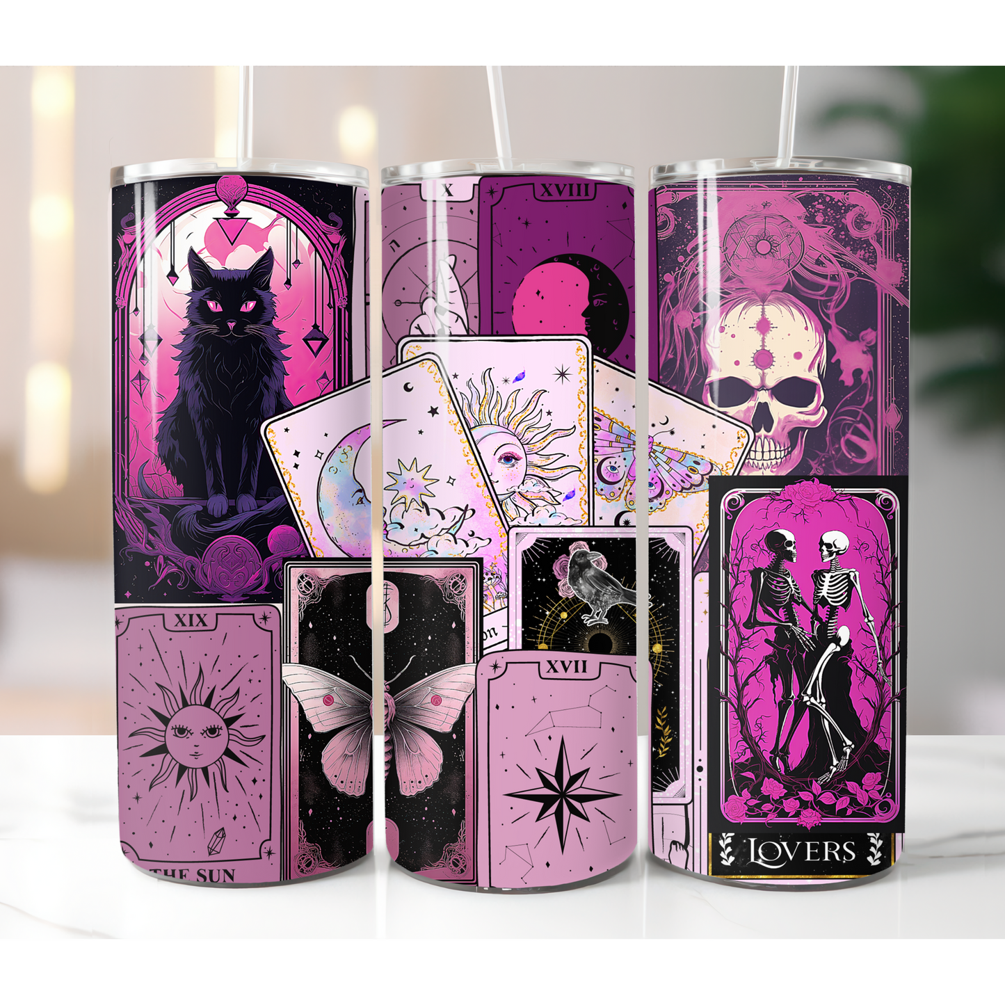 Pink Tarot Sublimation Tumbler Transfer