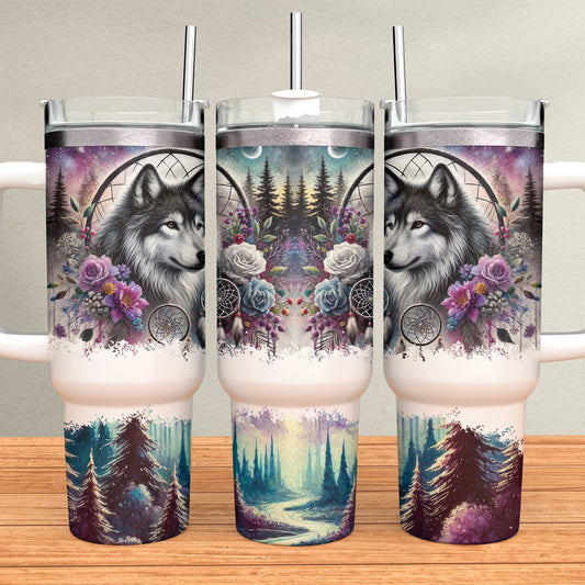 Wolf Dreamcatcher 40oz Tumbler Sublimation Transfer ONLY