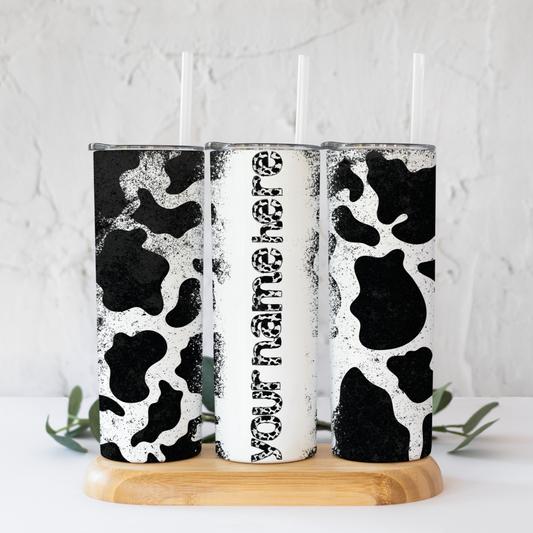 Personalized Cow Print Tumbler