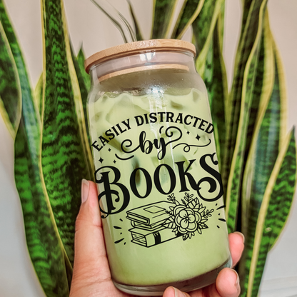 Easily Distracted By Books Glass Cup