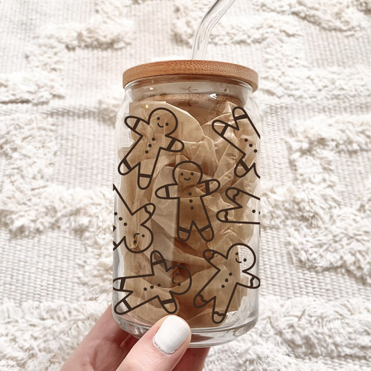 Gingerbread Man Glass Cup