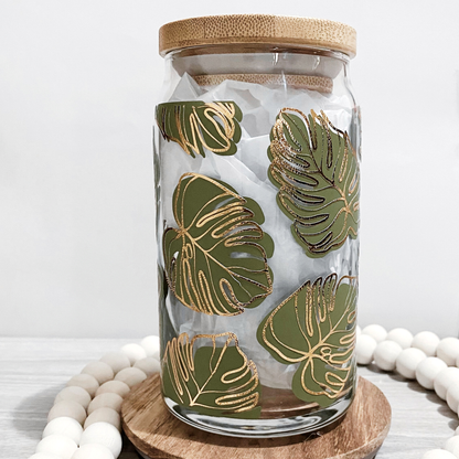 Monstera Glass Can Cup
